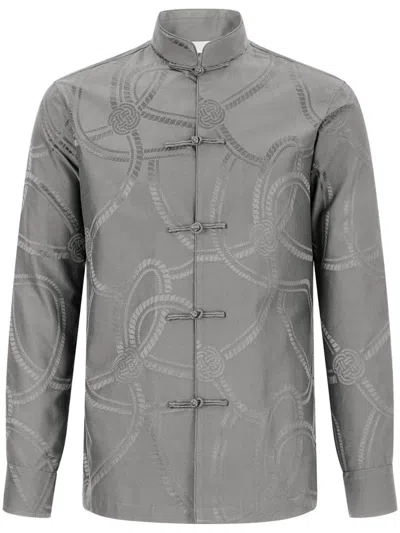 Shanghai Tang Patterned-jacquard Shirt In Grey