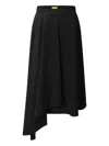 Shanghai Tang Pleated Asymmetric Skirt In Black