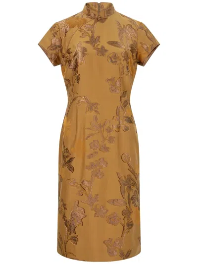 Shanghai Tang Qipao Dress In Brown