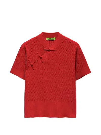 Shanghai Tang Qipao Knitted Top In Red
