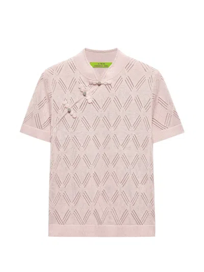 Shanghai Tang Qipao Openwork-knit Top In Pink