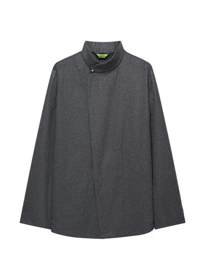 Shanghai Tang Quiet Fortune Cape Jacket In Gray