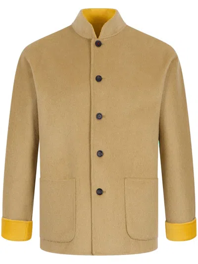 Shanghai Tang Reversible Five-button Jacket In Yellow