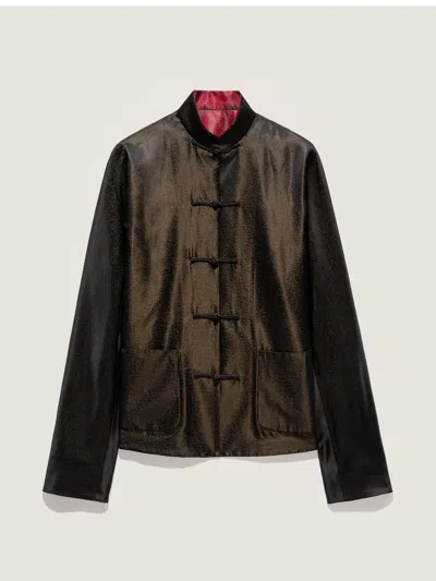Shanghai Tang Reversible Saddle Embroidery Jacket In Brown