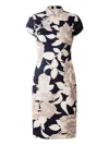 Shanghai Tang Rose-print Midi Dress In Black