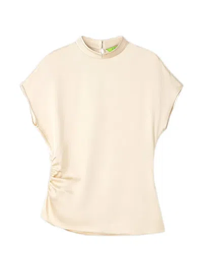 Shanghai Tang Ruched-detail Blouse In Neutral