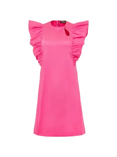 Shanghai Tang Ruffled Cut-out Mini Dress In Pink