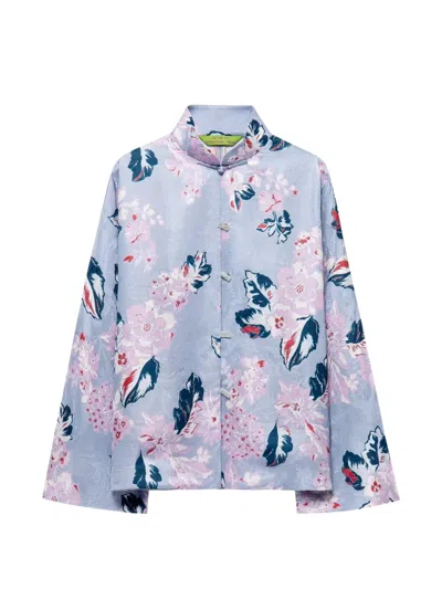 Shanghai Tang Scholar Floral-jacquard Jacket In Blue
