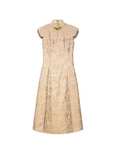 Shanghai Tang Sequin Collared Dress In Neutral