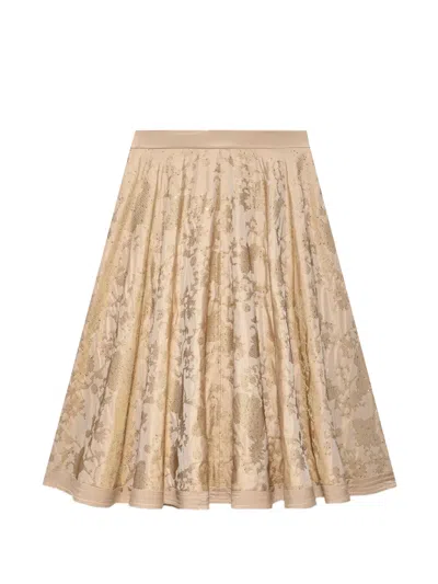 Shanghai Tang Sequin Pattern Skirt In Neutral