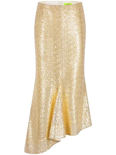 Shanghai Tang Sequined Midi Skirt In Gold