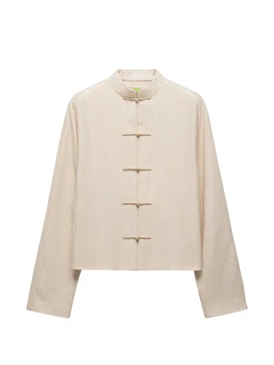 Shanghai Tang Sequin-embellished Frog-fastening Jacket In Neutrals