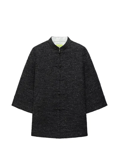 Shanghai Tang Sequin-flecked Tweed Coat In 그레이