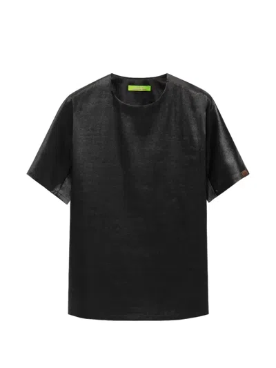 Shanghai Tang Short-sleeved Satin T-shirt In Black
