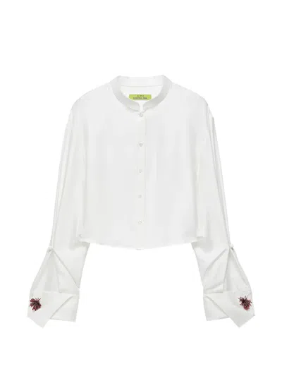Shanghai Tang Shou Cropped Blouse In White