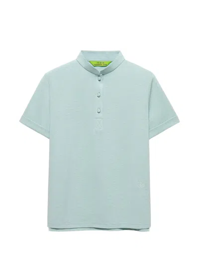 Shanghai Tang Shou Frog-button Piqué Polo Top In Green