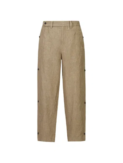 Shanghai Tang Side-button Trousers In Brown