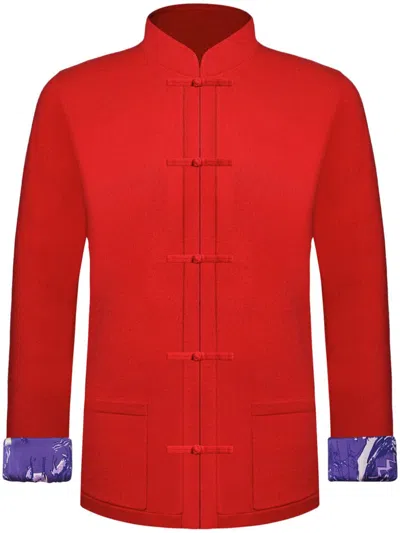 Shanghai Tang Signature Cashmere Cardigan In Red