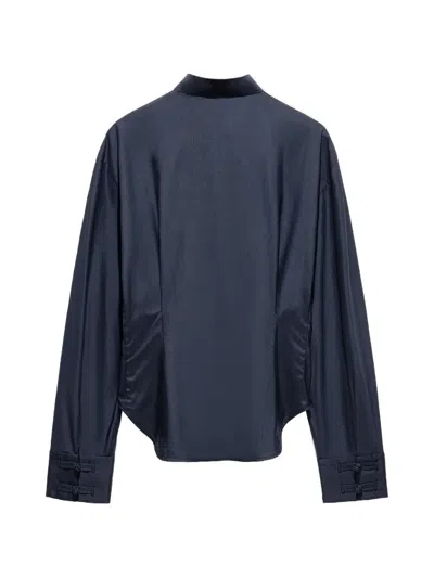 Shanghai Tang Silk Blouse In Blue