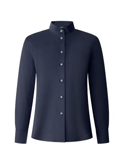 Shanghai Tang Silk Blouse In Blue