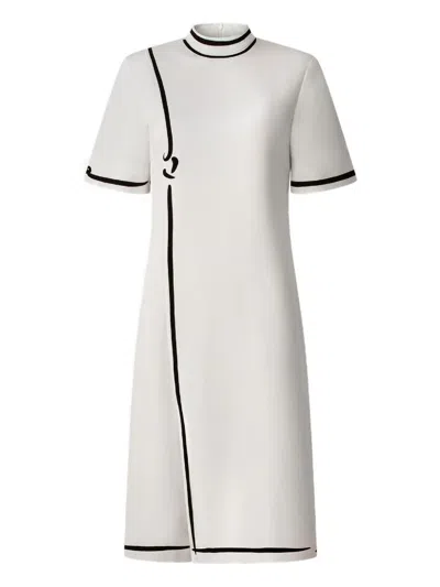 Shanghai Tang Silk High-neck Dress In White