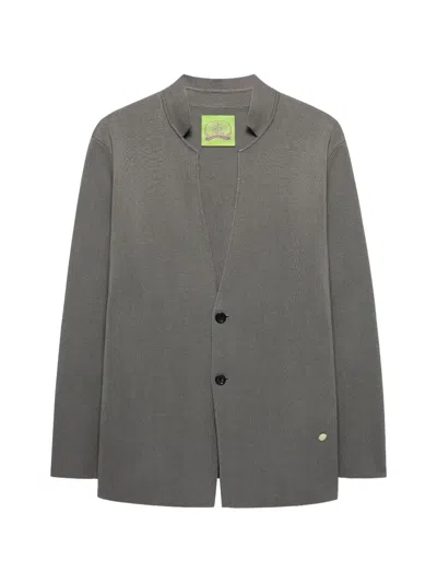 Shanghai Tang Silk Knitted Blazer In Gray