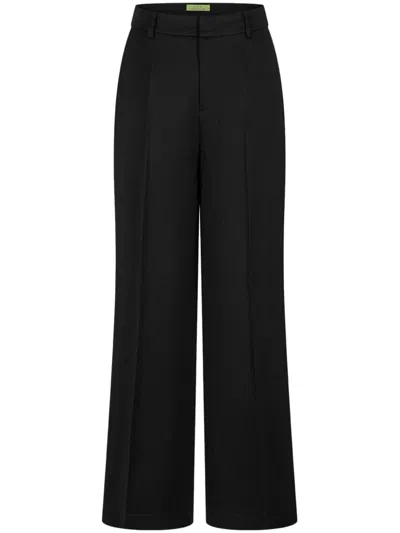 Shanghai Tang Silk Straight-leg Trousers In Black