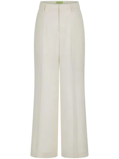 Shanghai Tang Silk Straight-leg Trousers In White