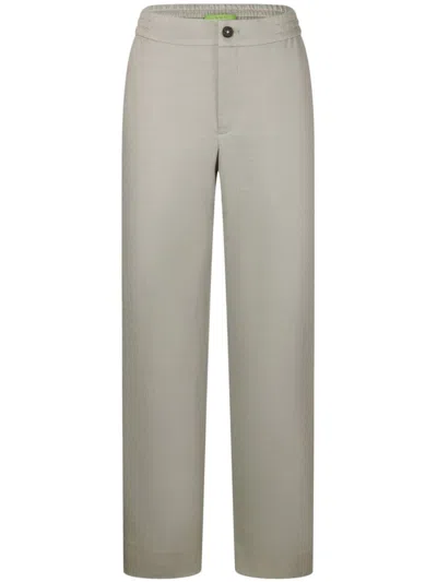 Shanghai Tang Silk Straight Trousers In Grey