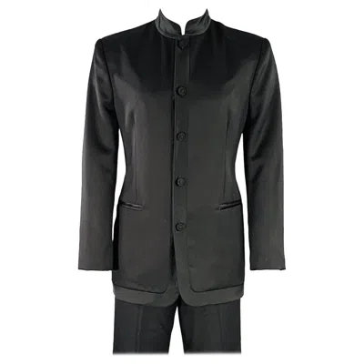 Pre-owned Shanghai Tang Size 40 Black Wool Mandarin Collar Suit