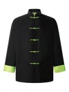 Shanghai Tang Stand-up Collar Silk Jacket In Black