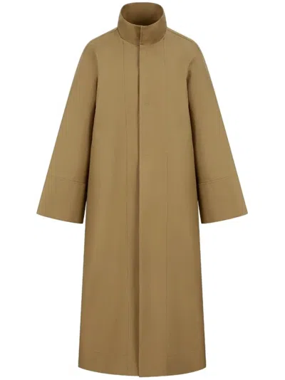 Shanghai Tang Stand-up Collar Trench Coat In Brown