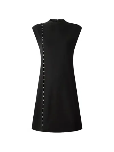 Shanghai Tang Tang Button-embellished Mini Dress In Black