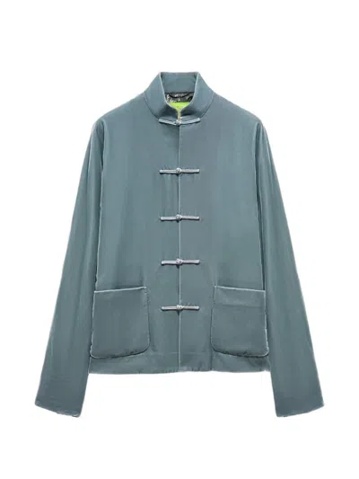 Shanghai Tang Tang Denim Pocket Jacket In Green