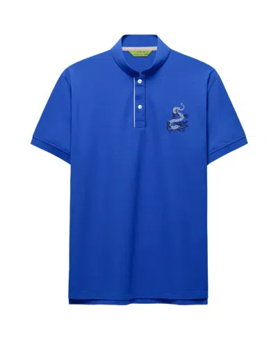 Shanghai Tang Tang Dragon Cotton Polo Shirt In Blue