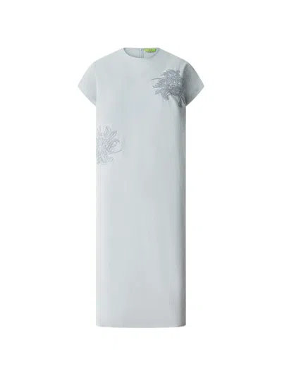 Shanghai Tang Tang Floral-embroidered Midi Dress In Blue