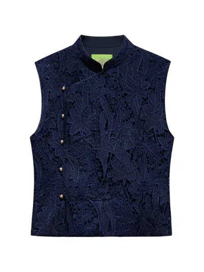 Shanghai Tang Tang Floral-lace Top In Blue