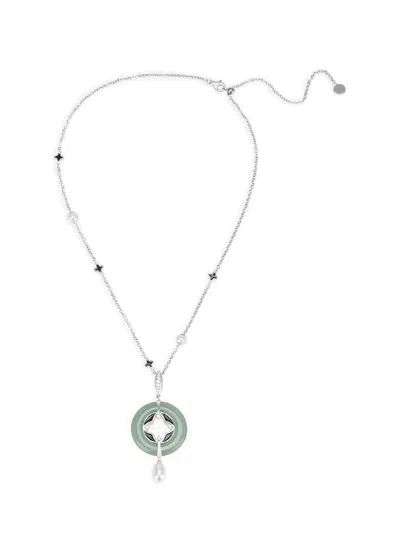 Shanghai Tang Tang Fortune Jade Pearl Necklace In Silver