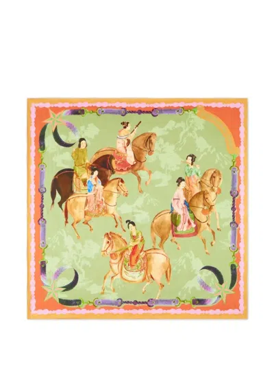 Shanghai Tang Tang Foulard Print Silk Scarf In Multi