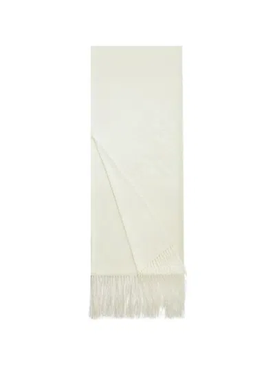 Shanghai Tang Tang Fringed Scarf In White