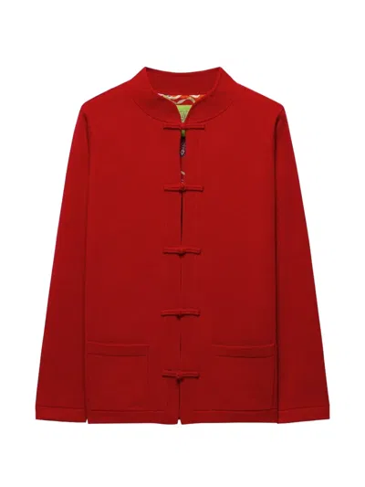 Shanghai Tang Tang Frog-fastening Cardigan In Red
