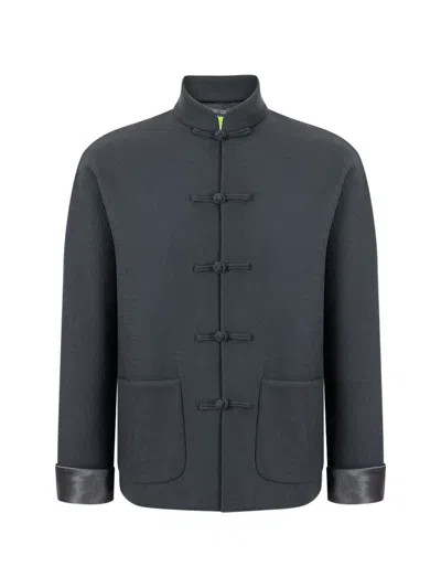 Shanghai Tang Tang Frog-fastening Jacket In Gray