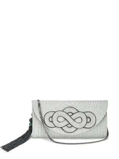 Shanghai Tang Tang Infinity Chinese-knot Clutch Bag In Gray