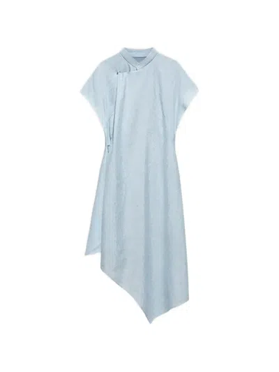 Shanghai Tang Tang Jacquard Asymmetric Dress In Blue