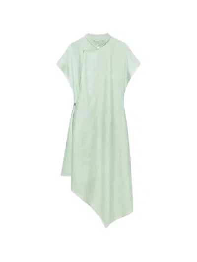Shanghai Tang Tang Jacquard Asymmetric Dress In Green
