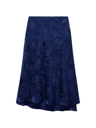 Shanghai Tang Tang Jacquard Floral-motif Midi Skirt In Blue