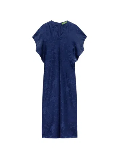 Shanghai Tang Tang Jacquard Midi Dress In Blue