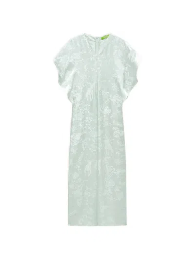 Shanghai Tang Tang Jacquard Silk Midi Dress In Green