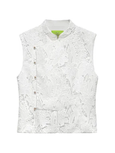 Shanghai Tang Tang Lace-embroidered Top In White