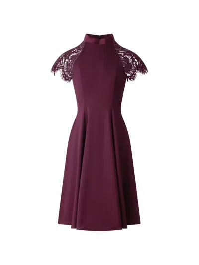 Shanghai Tang Tang Lace-sleeves Mini Dress In Purple